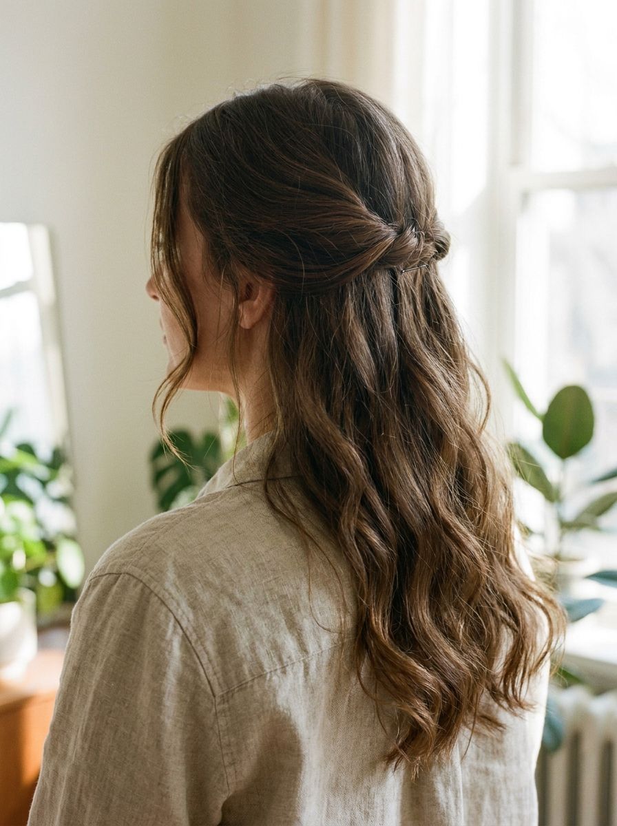 Half-Up mit offenen Wellen - Frisuren für offene Haare